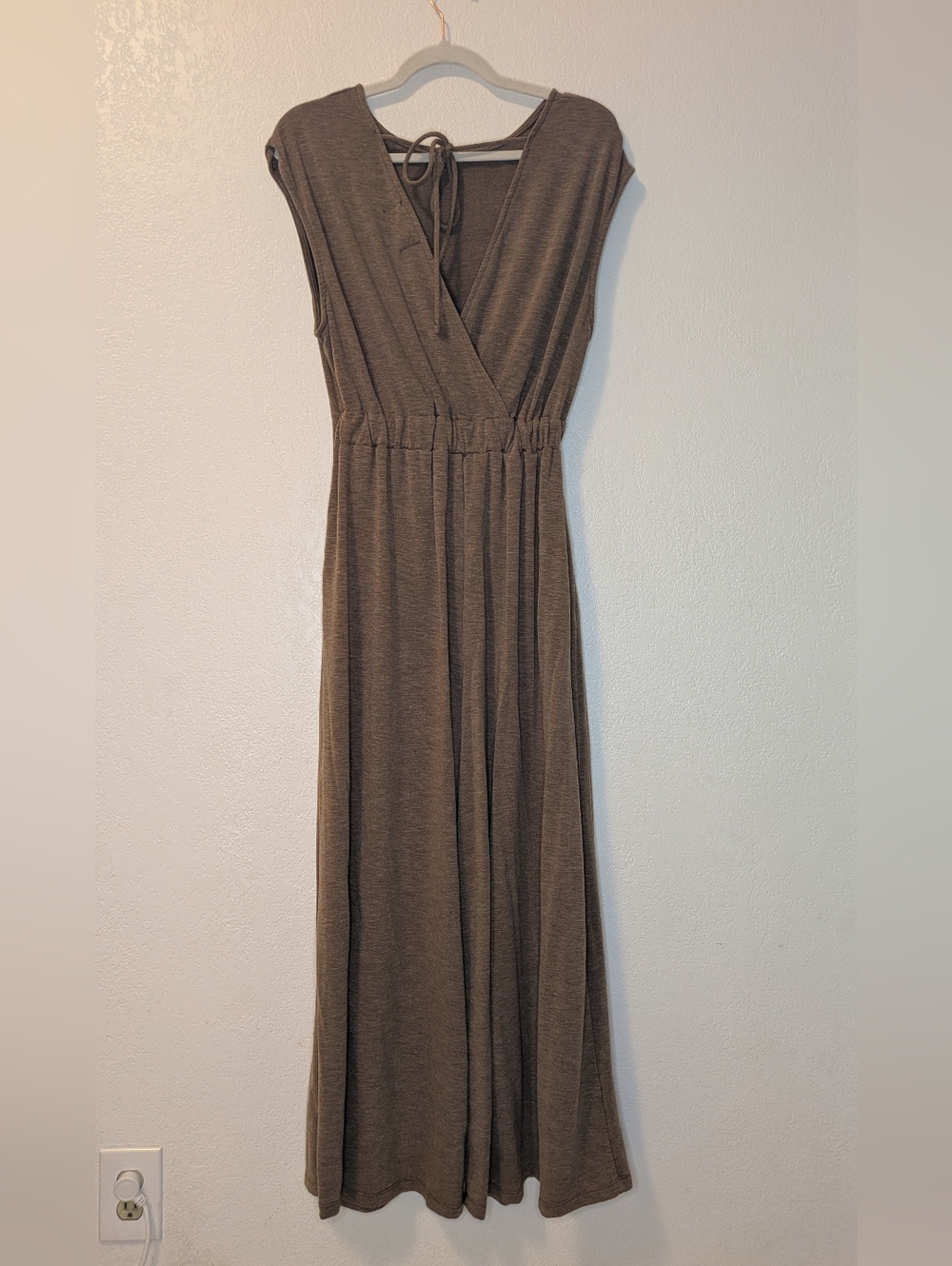 Bucket List Open Front Wide-Leg Knit Jumpsuit in Brown - Picture 8 of 13